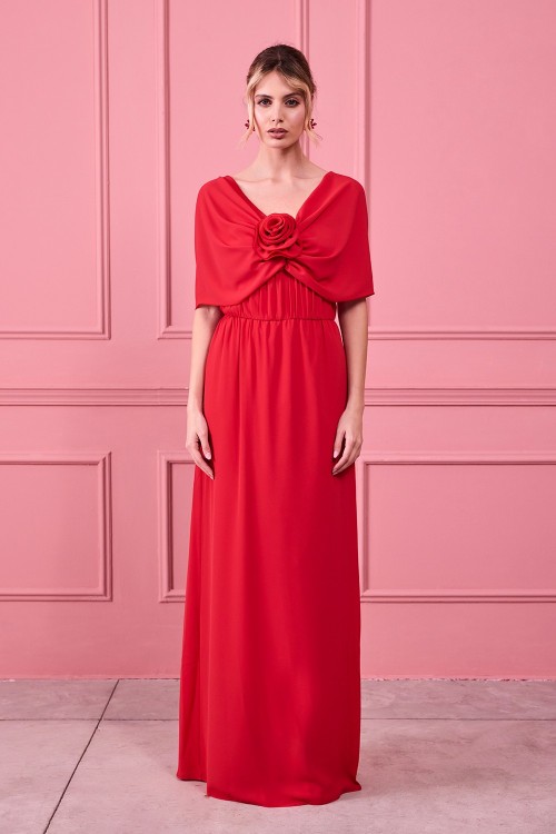 ABITO LUNGO CON ROSA