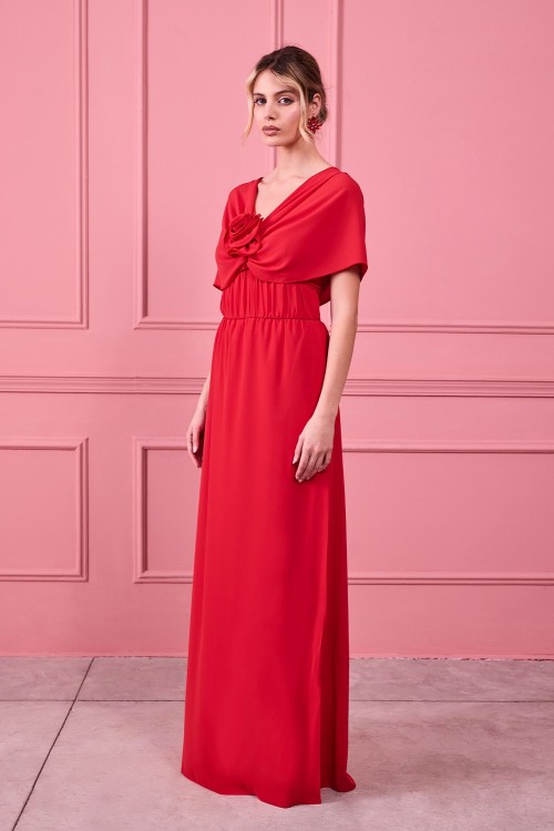 ABITO LUNGO CON ROSA
