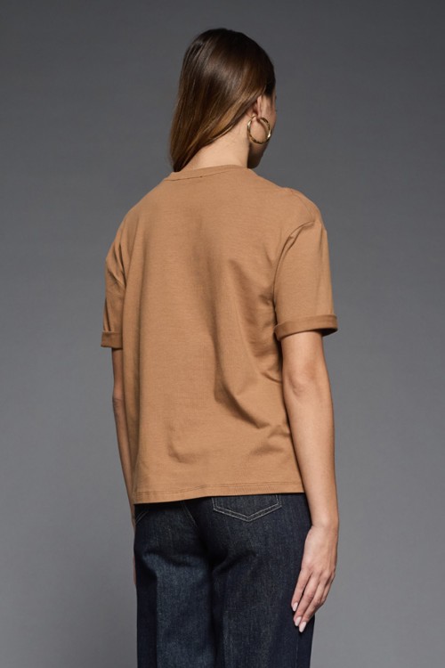 T-shirt con Strass e Stampa