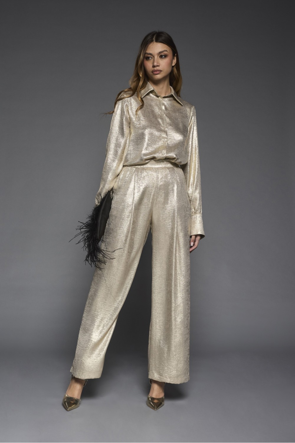 Pantalone a Palazzo con Pieghe