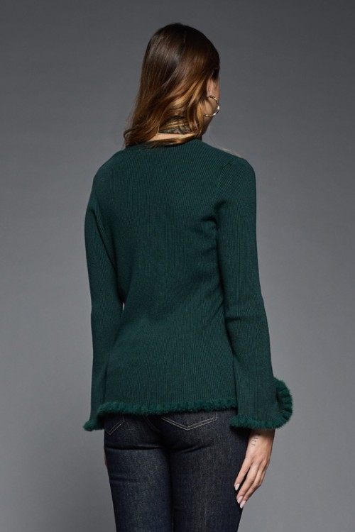 Cardigan con Bordi in Pelliccia