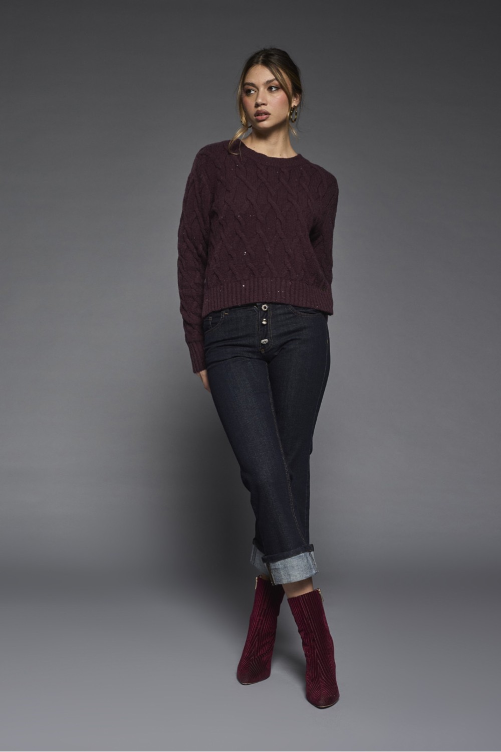 Jeans con Bottoni Gioiello