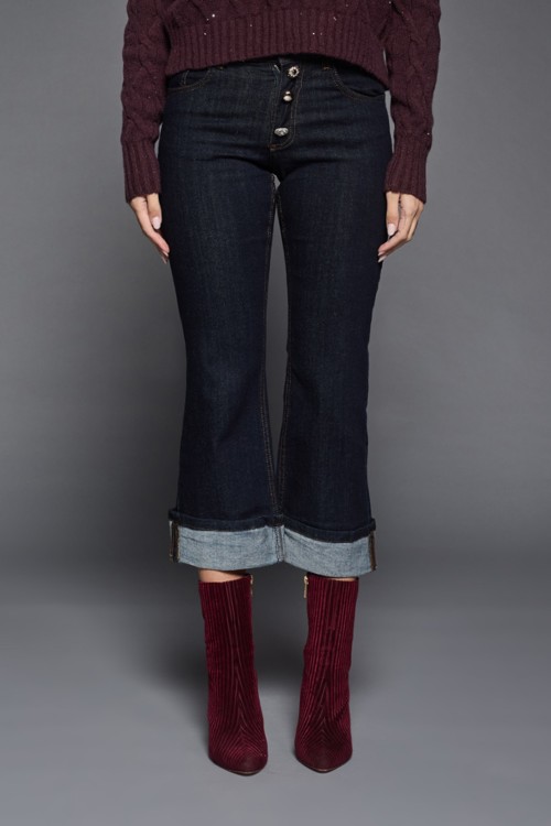 Jeans con Bottoni Gioiello