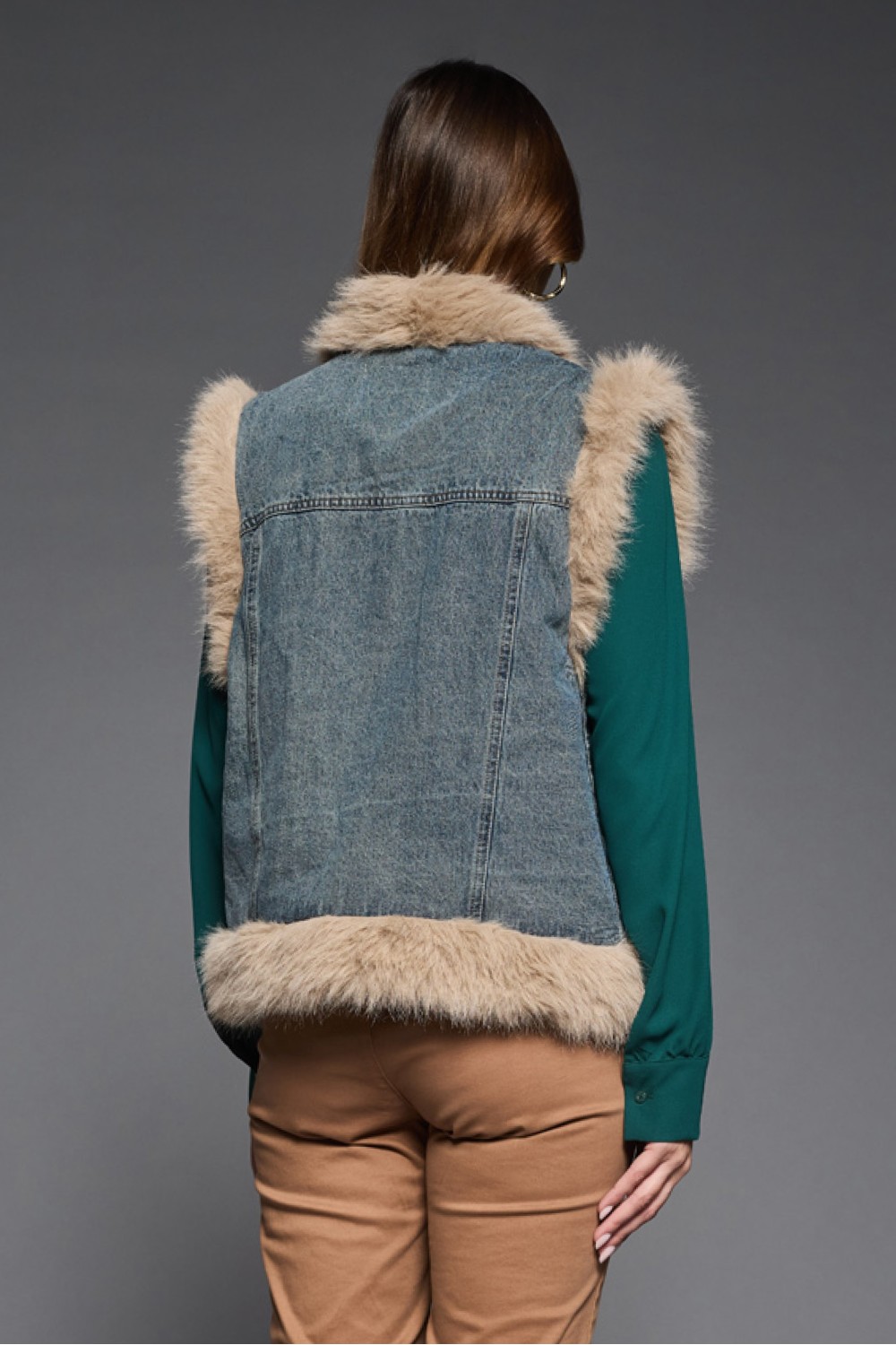 Gilet Denim con Pelliccia