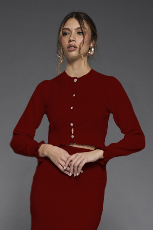 Cardigan Corto con Bottoni