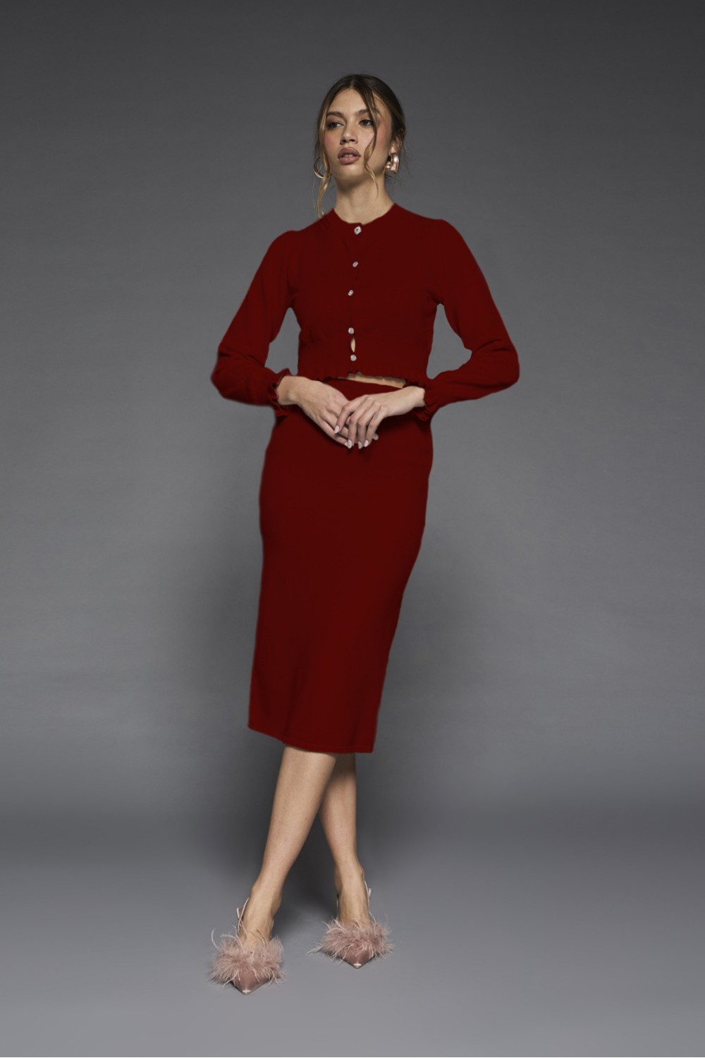 Cardigan Corto con Bottoni