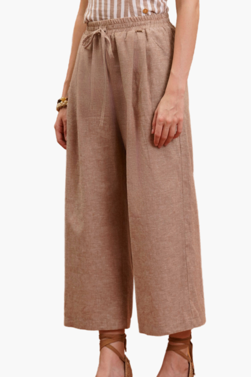 PANTALONE BARREL IN LINO